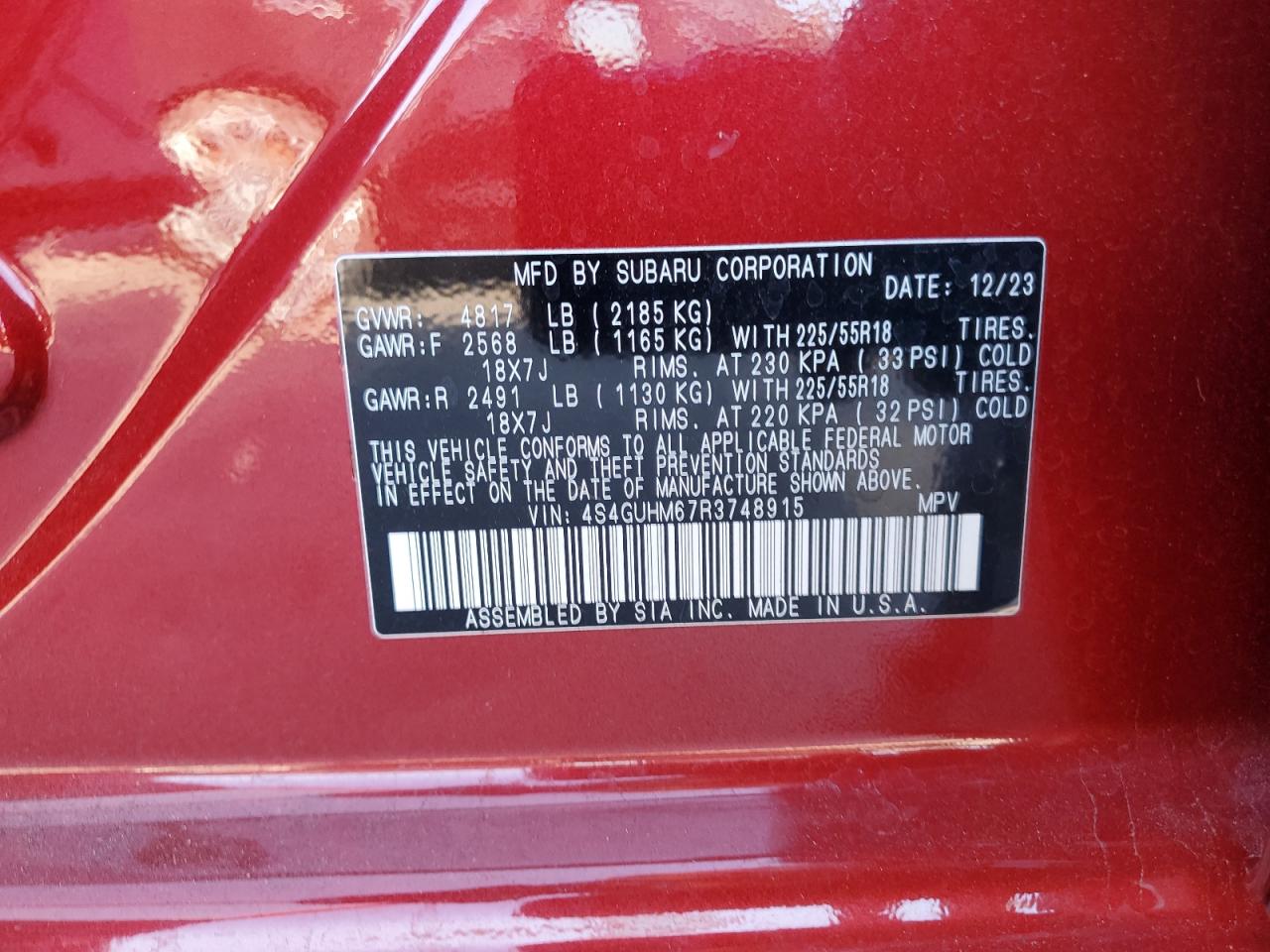 2024 Subaru Crosstrek Limited VIN: 4S4GUHM67R3748915 Lot: 84211155