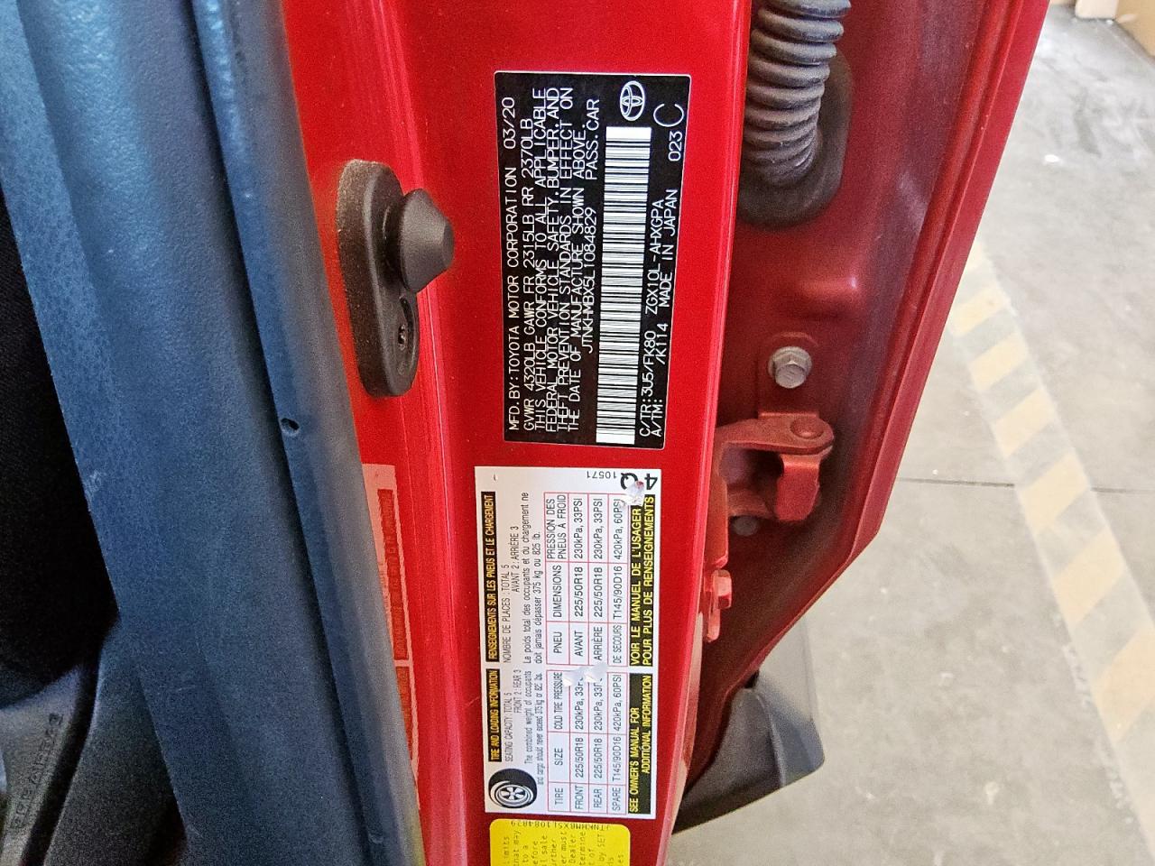 2020 Toyota C-Hr Xle VIN: JTNKHMBX5L1084829 Lot: 83953105