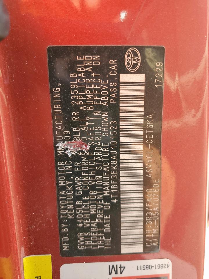 2010 Toyota Camry Base VIN: 4T1BF3EK8AU101523 Lot: 80113035