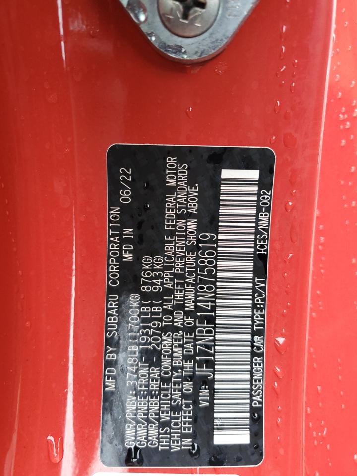 2022 Toyota Gr 86 Premium VIN: JF1ZNBF14N8758619 Lot: 71502425