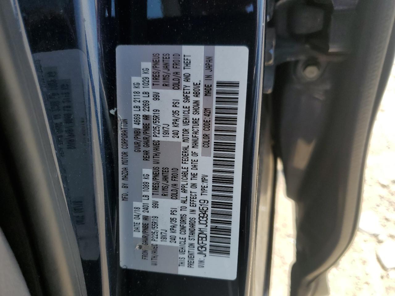 2018 Mazda Cx-5 Grand Touring VIN: JM3KFBDM1J0394519 Lot: 81611795