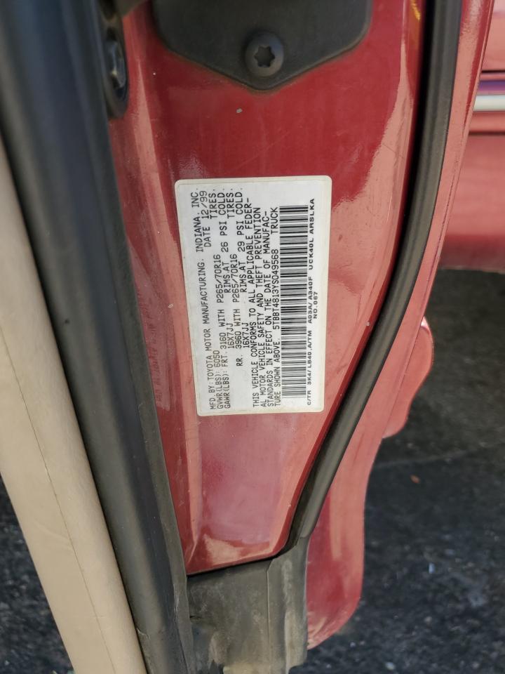 2000 Toyota Tundra Access Cab Limited VIN: 5TBBT4813YS049568 Lot: 84038215