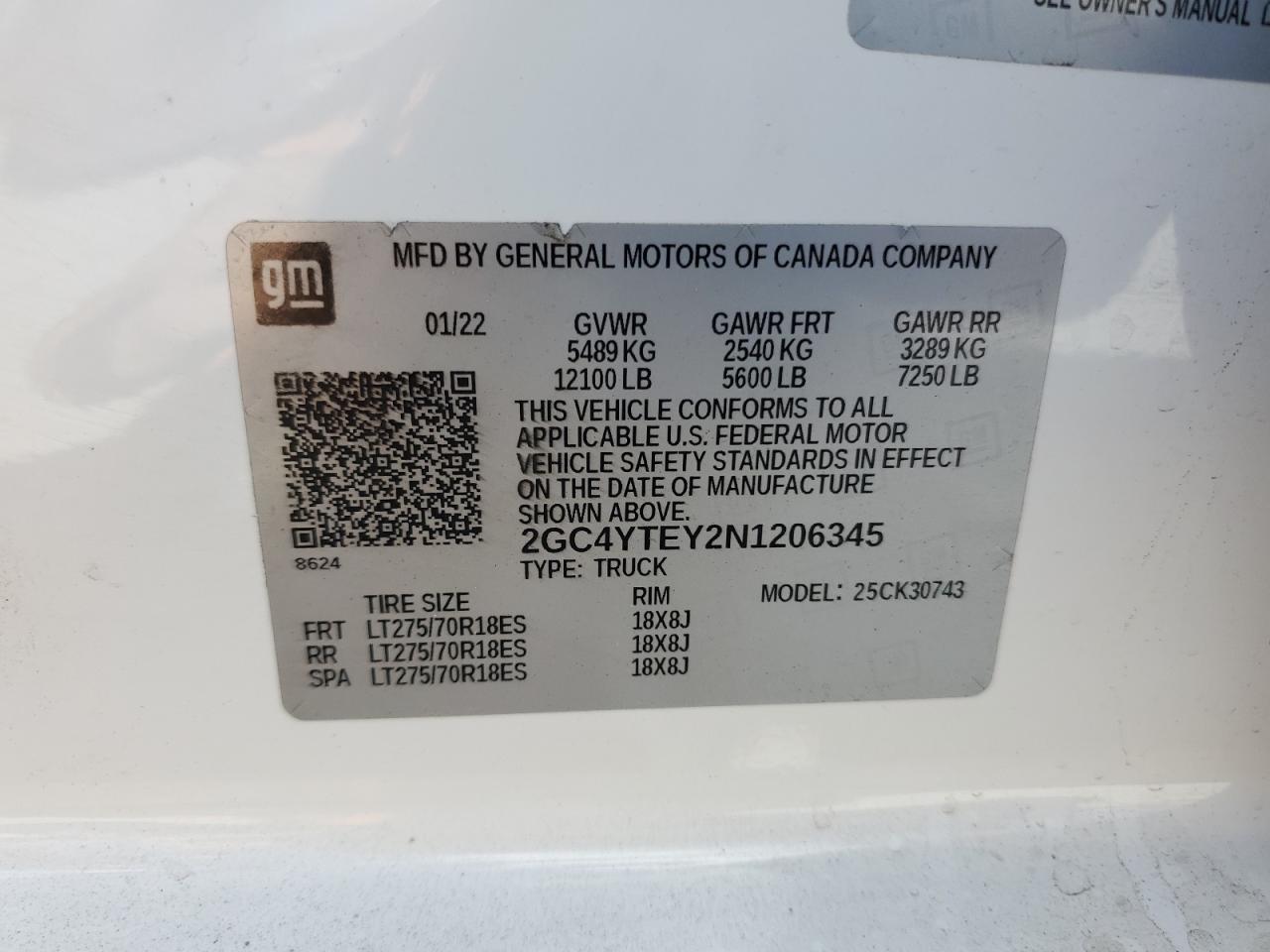 2022 Chevrolet Silverado K3500 Lt VIN: 2GC4YTEY2N1206345 Lot: 80376115