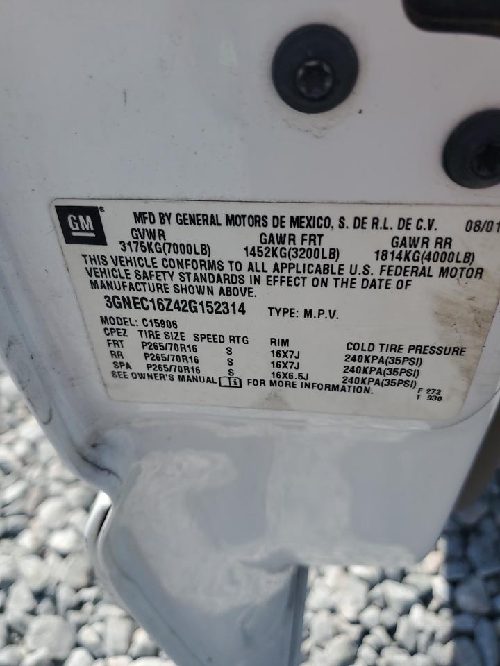 2002 Chevrolet Suburban C1500 VIN: 3GNEC16Z42G152314 Lot: 71688835