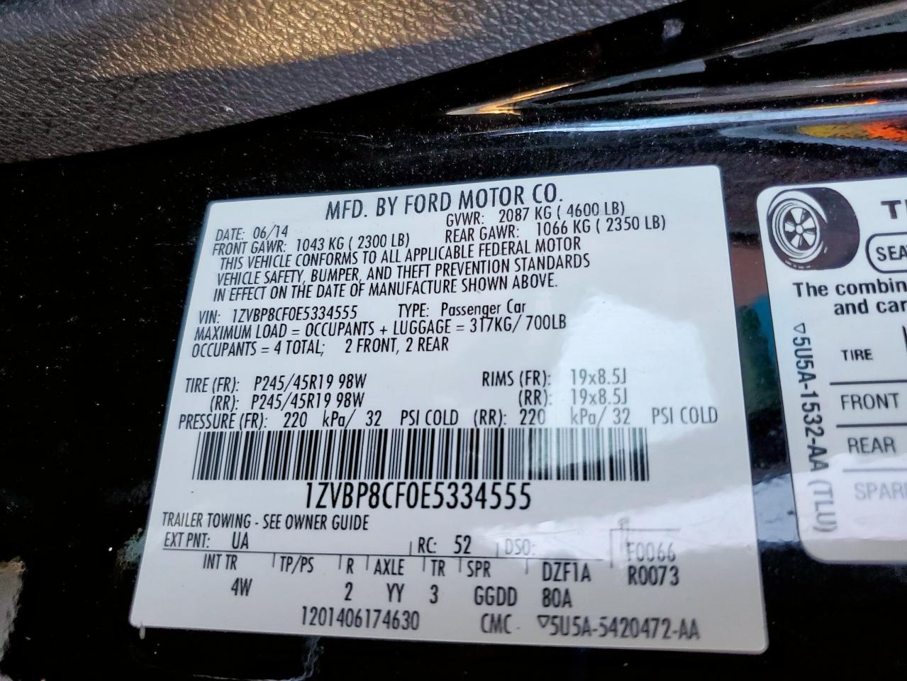 2014 Ford Mustang Gt VIN: 1ZVBP8CF0E5334555 Lot: 84552865