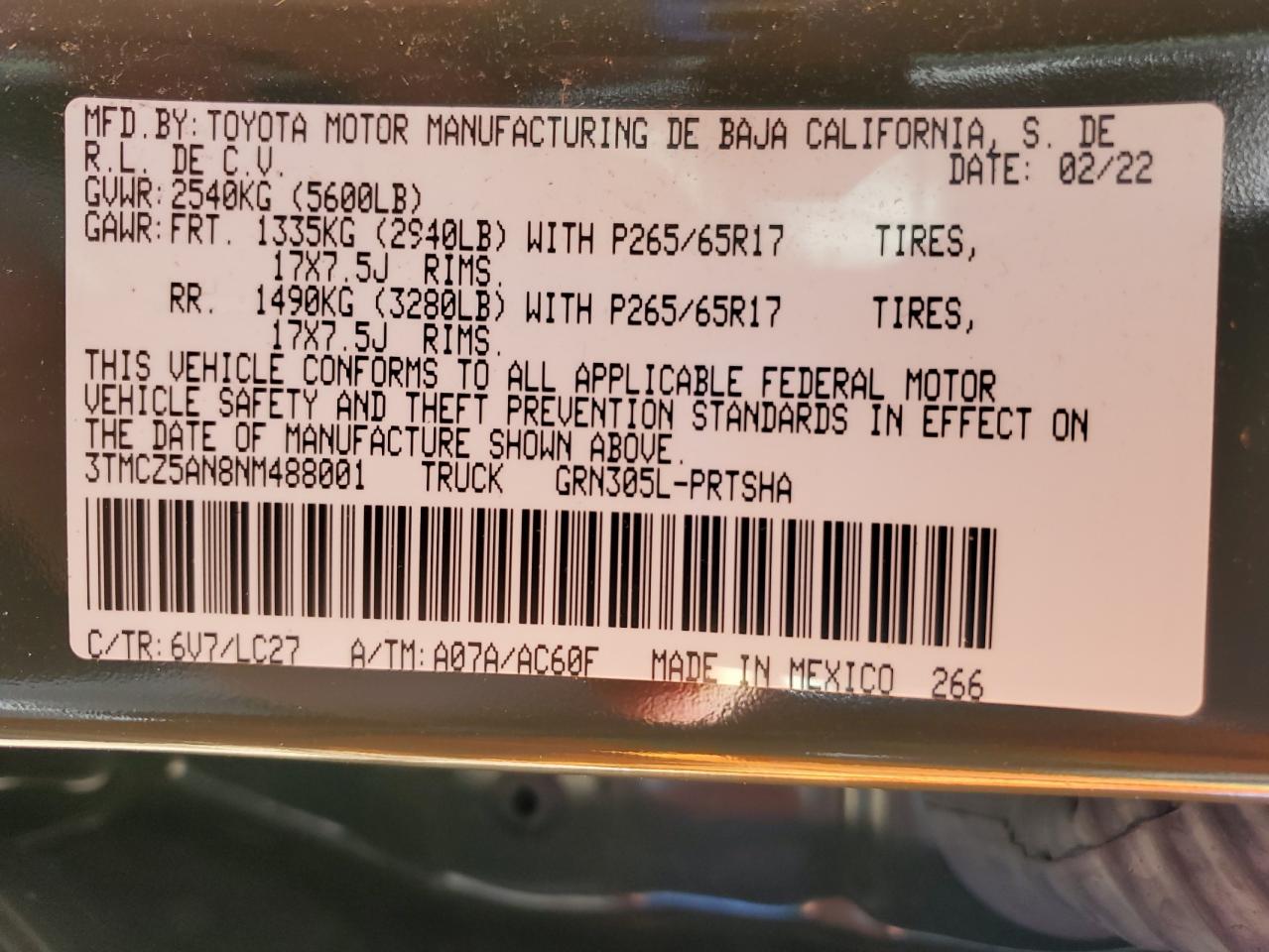 2022 Toyota Tacoma Double Cab VIN: 3TMCZ5AN8NM488001 Lot: 70700575