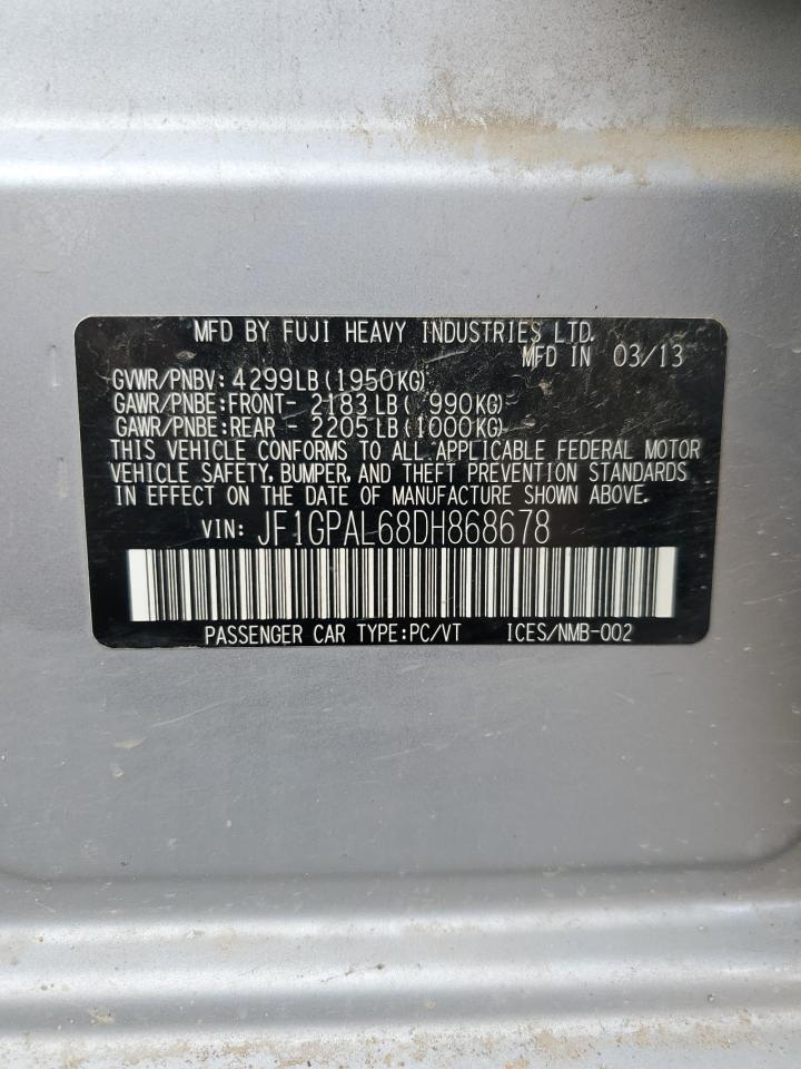 2013 Subaru Impreza VIN: JF1GPAL68DH868678 Lot: 71328615
