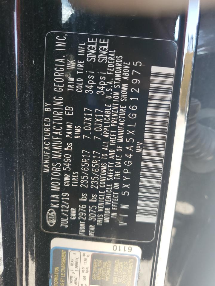 2020 Kia Sorento S VIN: 5XYPG4A5XLG612975 Lot: 80782265