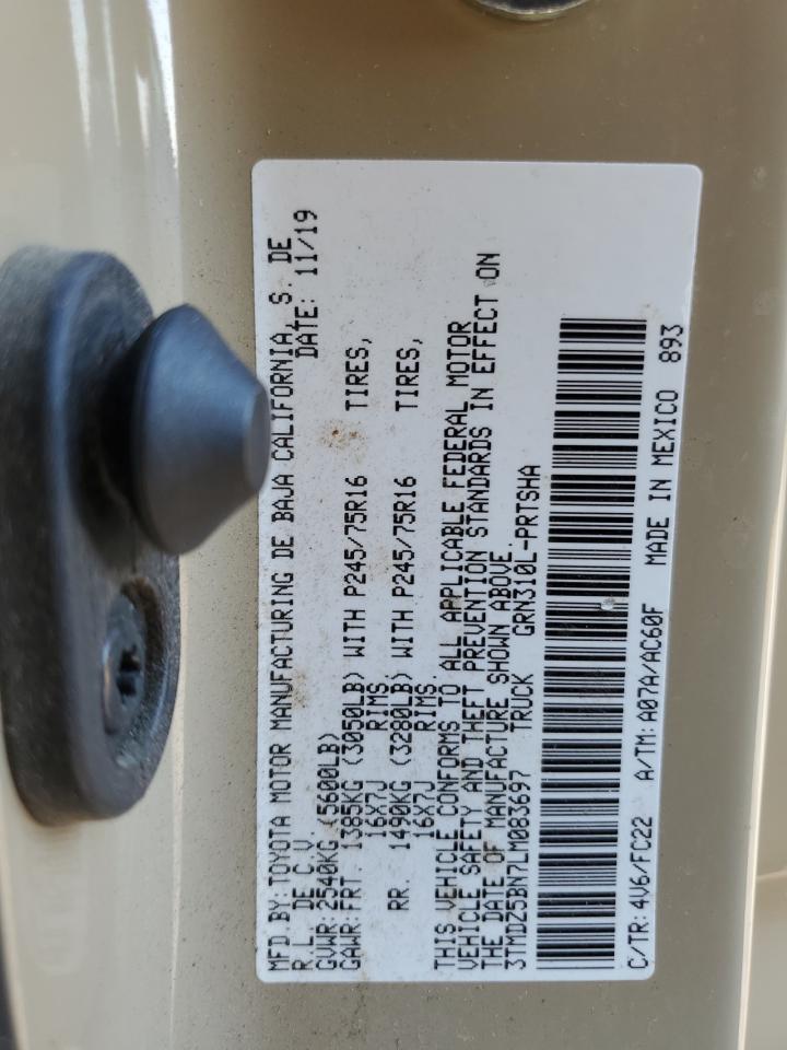 2020 Toyota Tacoma Double Cab VIN: 3TMDZ5BN7LM083697 Lot: 83800395