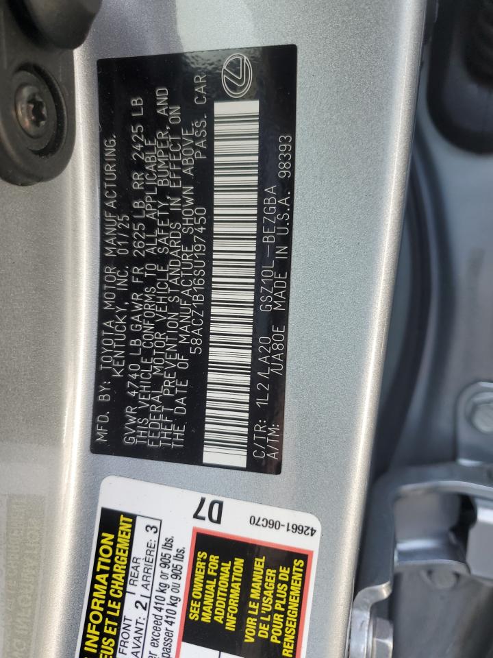 2025 Lexus Es 350 Base VIN: 58ACZ1B16SU197450 Lot: 81832405