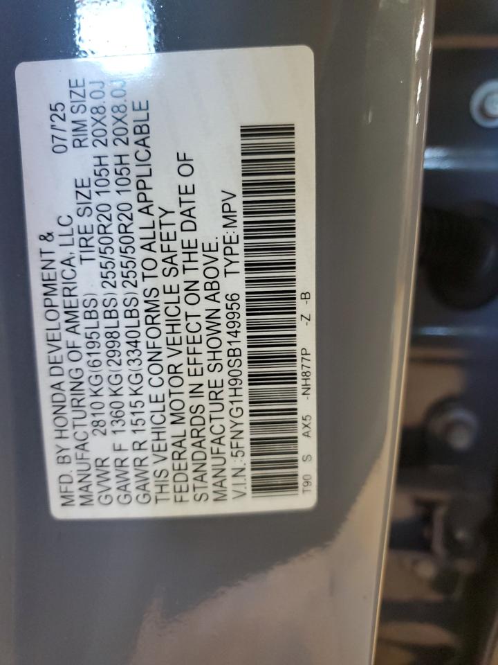 2025 Honda Pilot Black VIN: 5FNYG1H90SB149956 Lot: 81723205
