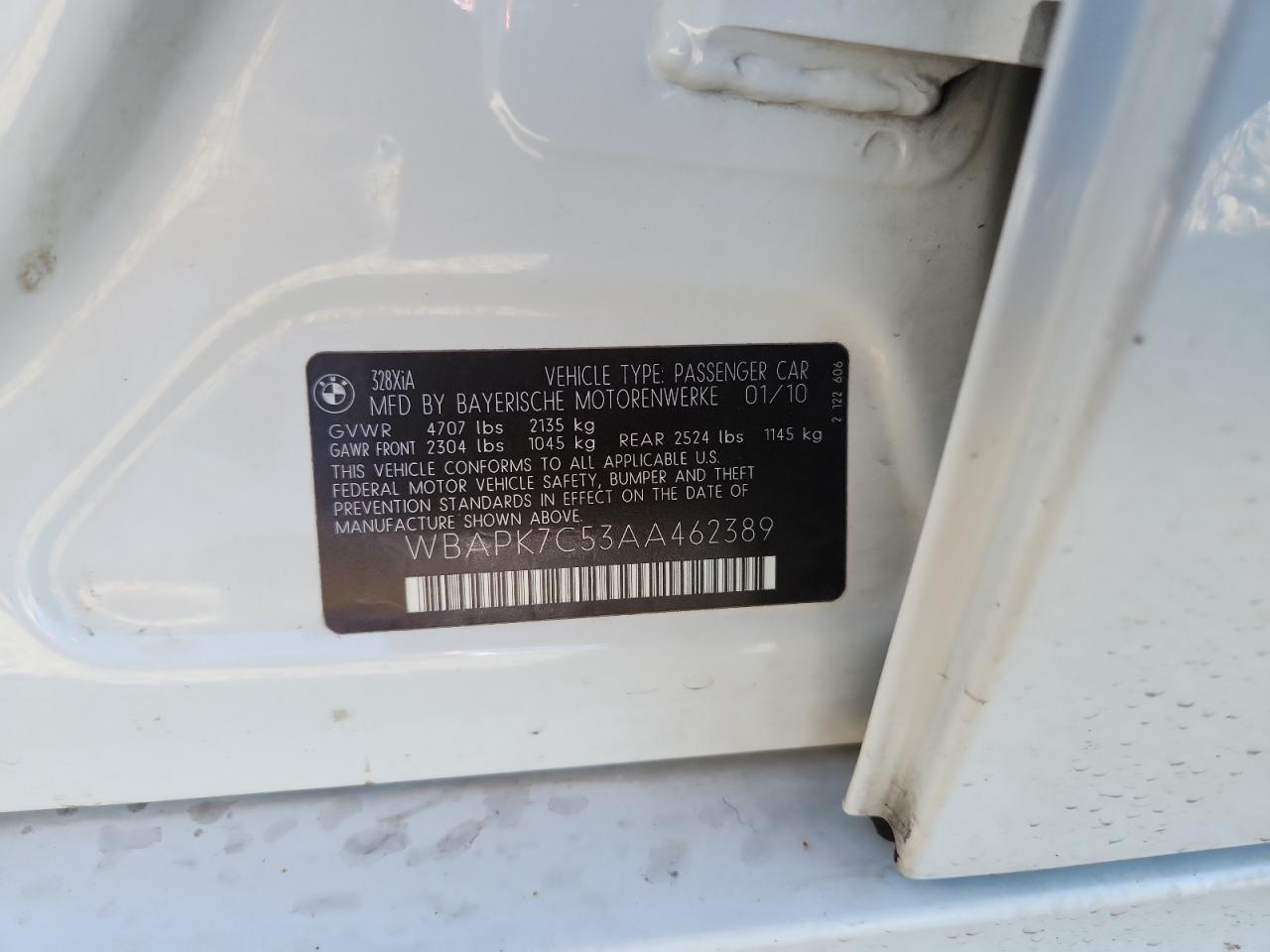 2010 BMW 328 Xi VIN: WBAPK7C53AA462389 Lot: 81066375