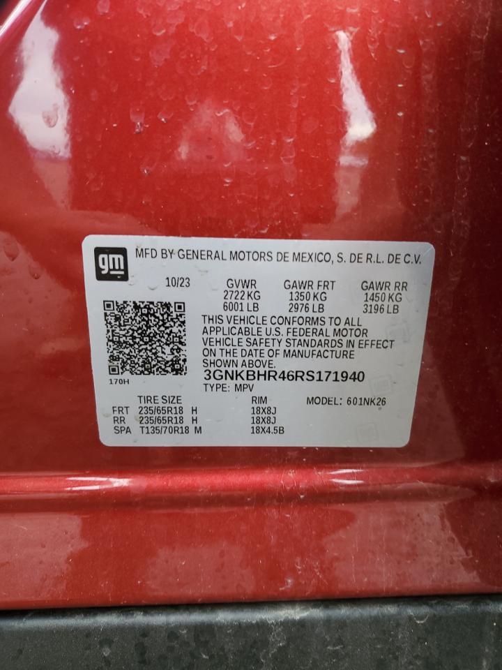 2024 Chevrolet Blazer 2Lt VIN: 3GNKBHR46RS171940 Lot: 82081065