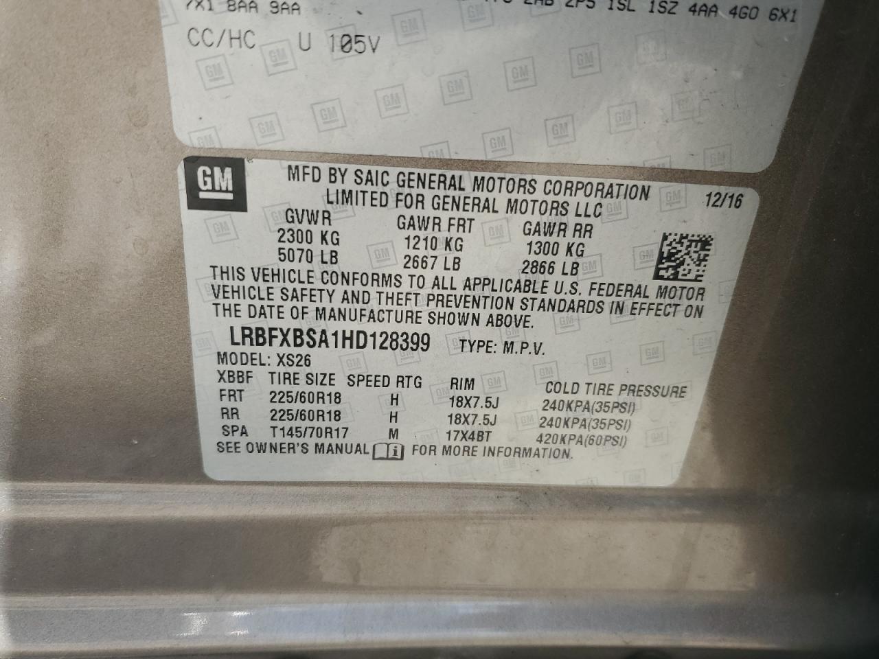 2017 Buick Envision Essence VIN: LRBFXBSA1HD128399 Lot: 81828355