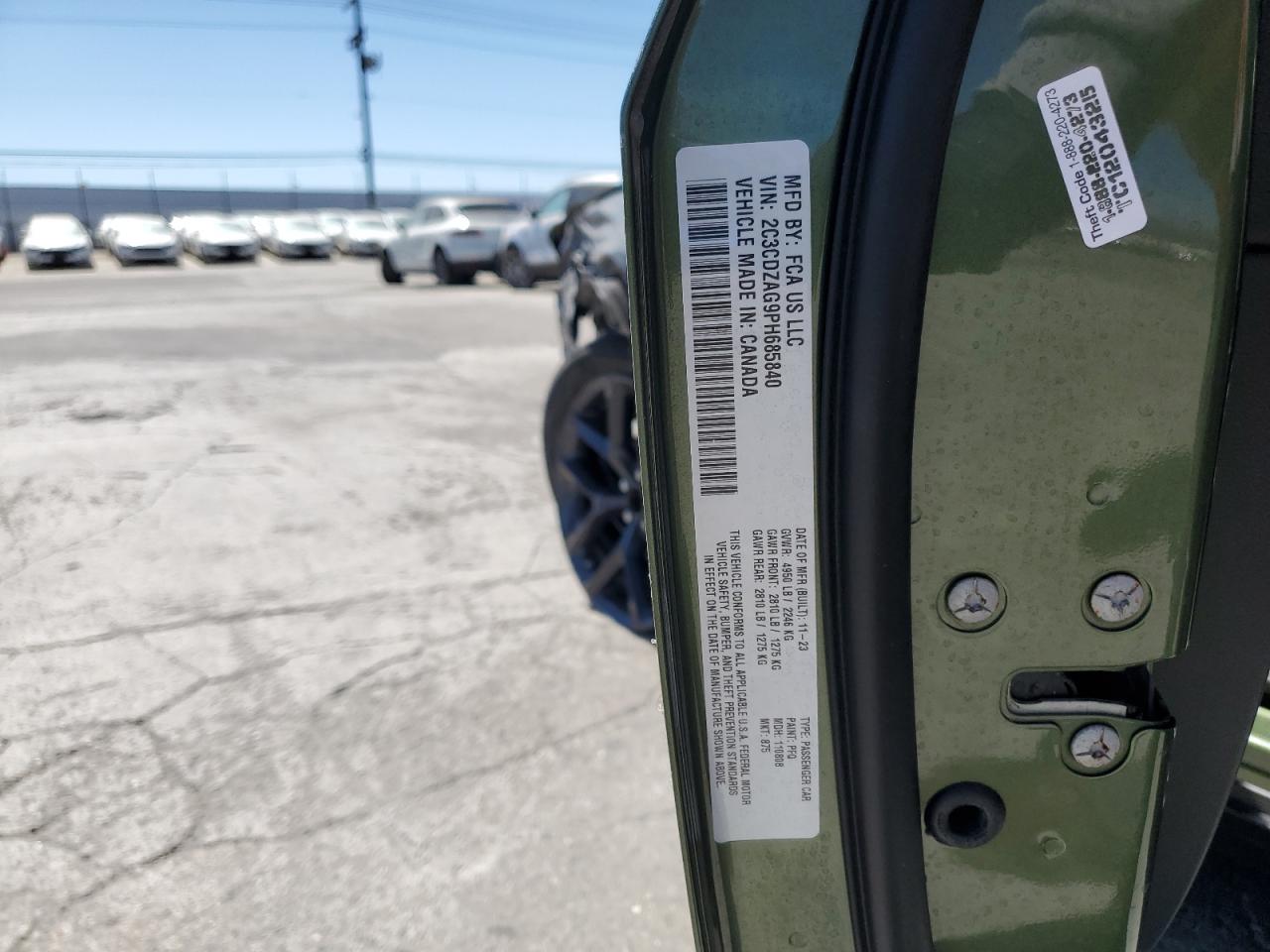 2023 Dodge Challenger Sxt VIN: 2C3CDZAG9PH685840 Lot: 71567785