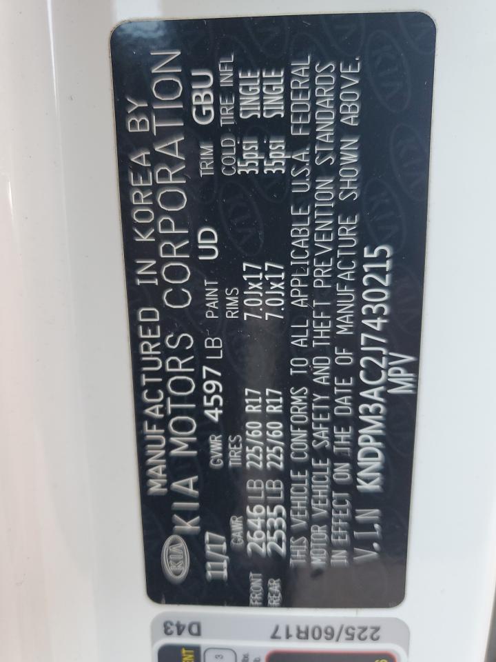 2018 Kia Sportage Lx VIN: KNDPM3AC2J7430215 Lot: 84234795