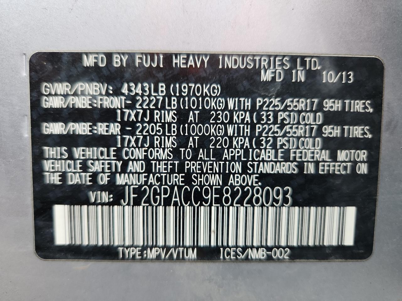 2014 Subaru Xv Crosstrek 2.0 Premium VIN: JF2GPACC9E8228093 Lot: 71645385