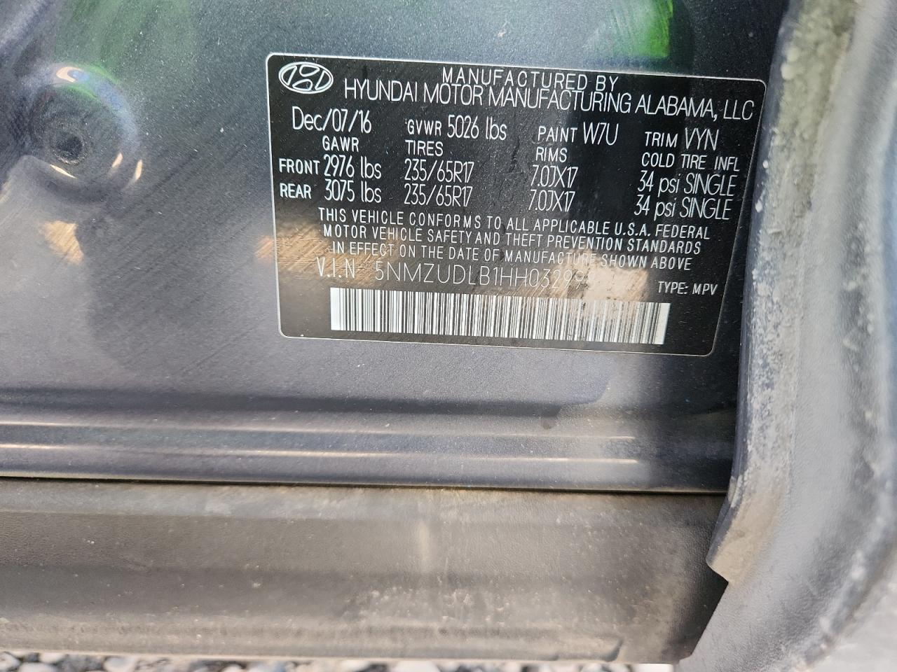 2017 Hyundai Santa Fe Sport VIN: 5NMZUDLB1HH032998 Lot: 83829455