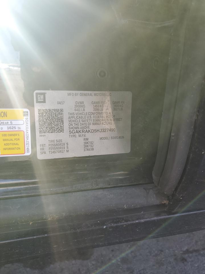 2017 Buick Enclave VIN: 5GAKRAKD5HJ327490 Lot: 71000875