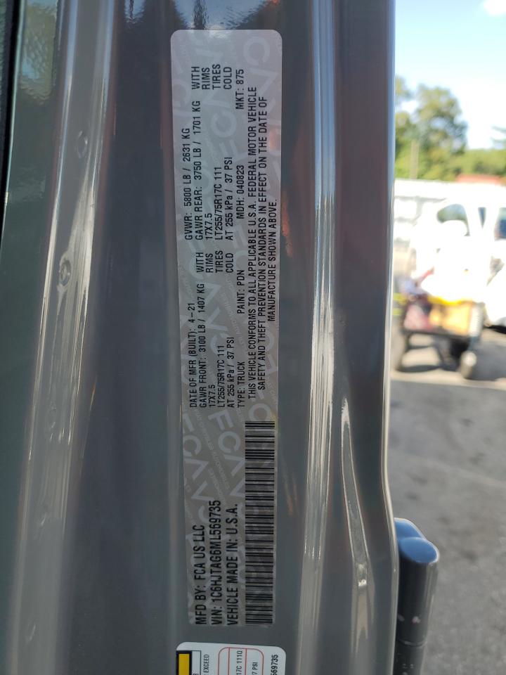 2021 Jeep Gladiator Sport VIN: 1C6HJTAG6ML569735 Lot: 71733855