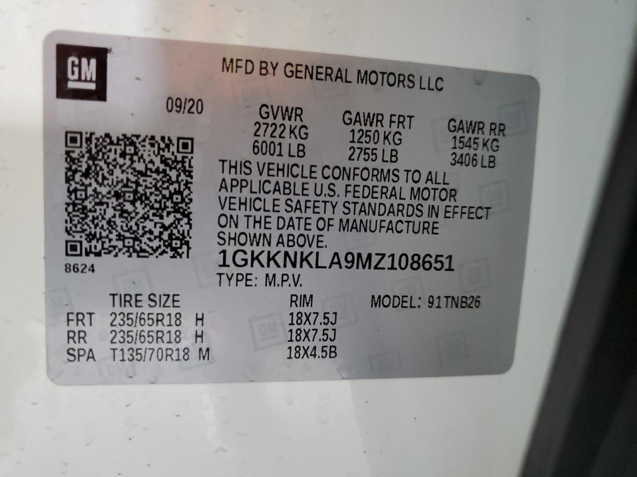 2021 GMC Acadia Sle VIN: 1GKKNKLA9MZ108651 Lot: 81504995