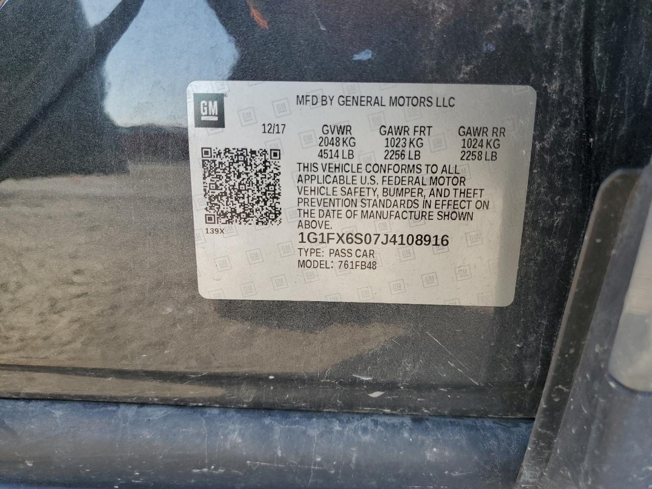 2018 Chevrolet Bolt Ev Premier VIN: 1G1FX6S07J4108916 Lot: 72000115