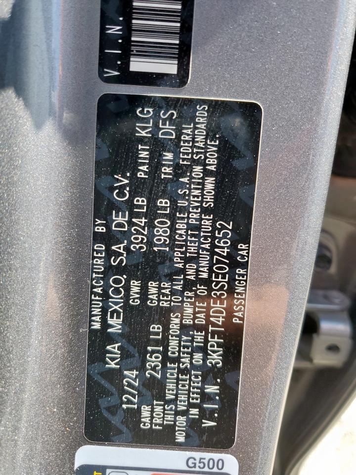 2025 Kia K4 Lx VIN: 3KPFT4DE3SE074652 Lot: 83975355