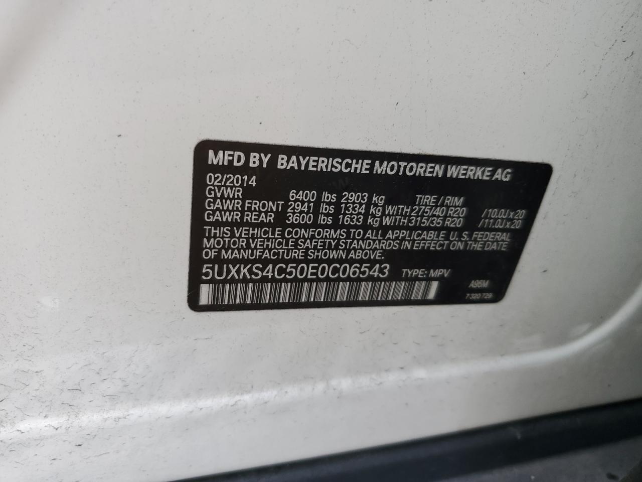 2014 BMW X5 xDrive35D VIN: 5UXKS4C50E0C06543 Lot: 81680775