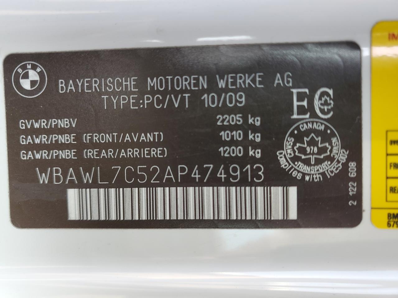 2010 BMW 335 I VIN: WBAWL7C52AP474913 Lot: 70704175