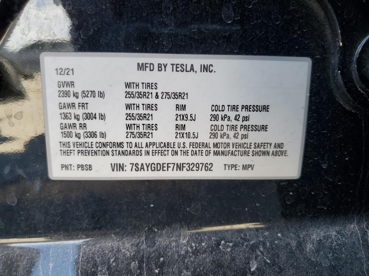 2022 Tesla Model Y VIN: 7SAYGDEF7NF329762 Lot: 80353045