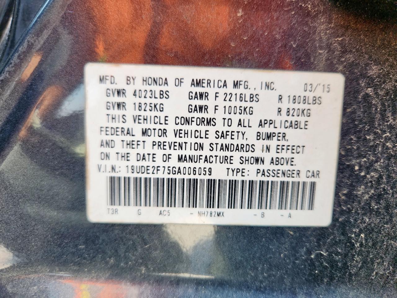 2016 Acura Ilx Premium VIN: 19UDE2F75GA006059 Lot: 80996495