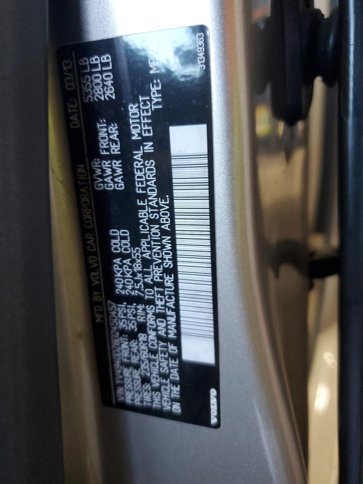 2013 Volvo Xc60 3.2 VIN: YV4940DZ8D2450457 Lot: 81465695