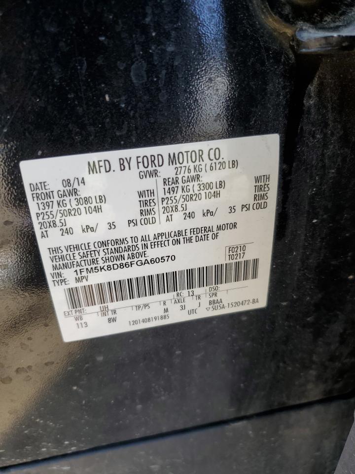 2015 Ford Explorer Xlt VIN: 1FM5K8D86FGA60570 Lot: 82053335