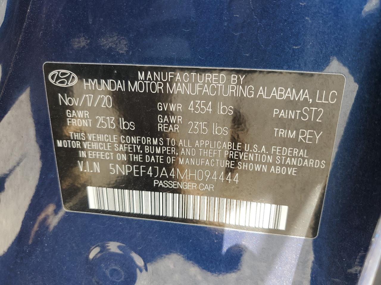 2021 Hyundai Sonata Sel VIN: 5NPEF4JA4MH094444 Lot: 80971445