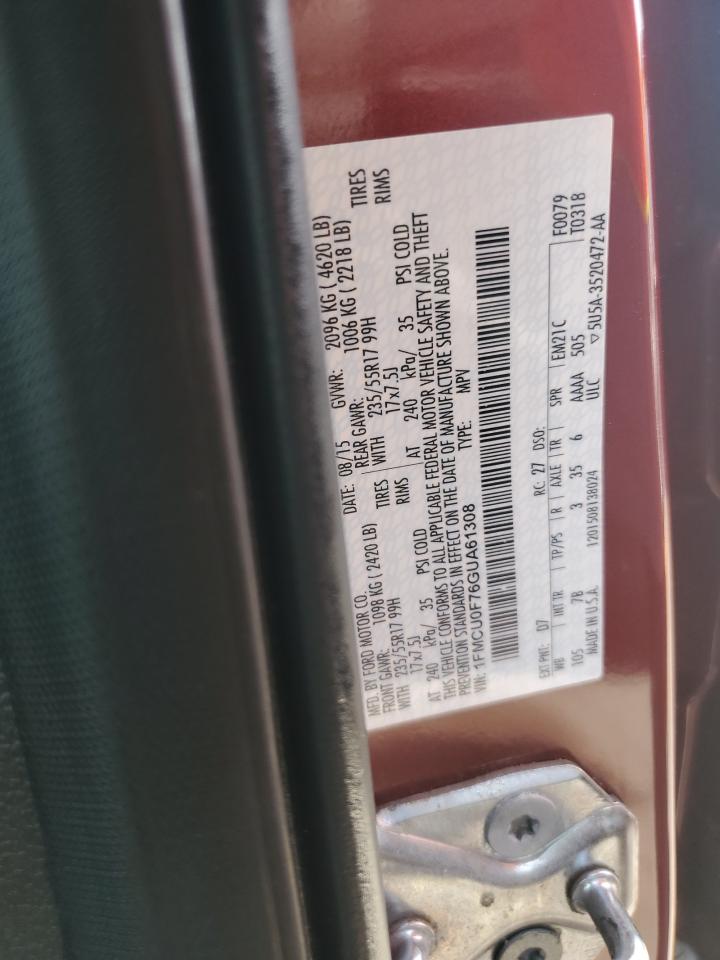 2016 Ford Escape S VIN: 1FMCU0F76GUA61308 Lot: 81330795