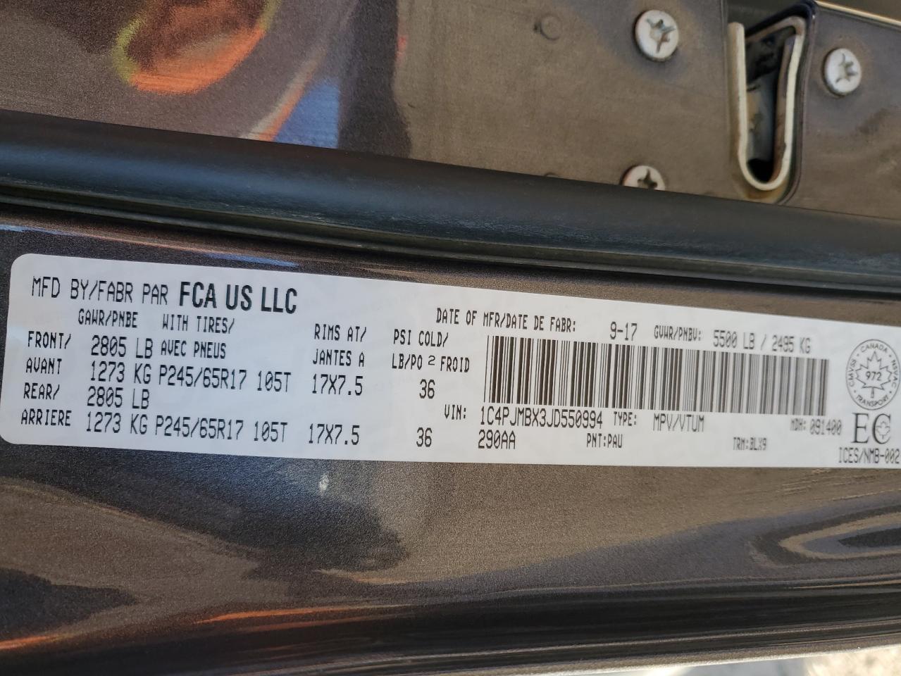 2018 Jeep Cherokee Trailhawk VIN: 1C4PJMBX3JD550994 Lot: 84044255