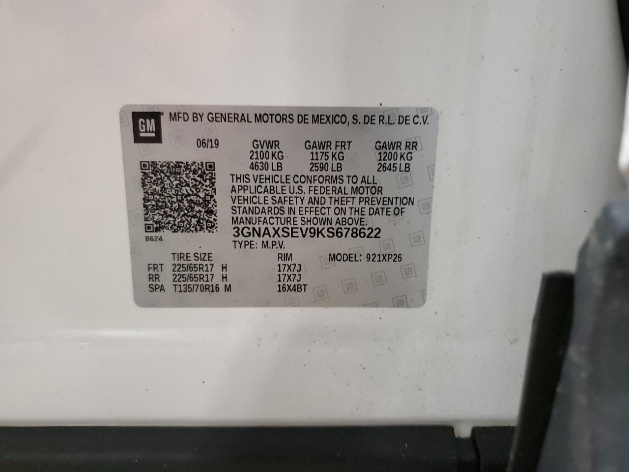 2019 Chevrolet Equinox Ls VIN: 3GNAXSEV9KS678622 Lot: 83815815