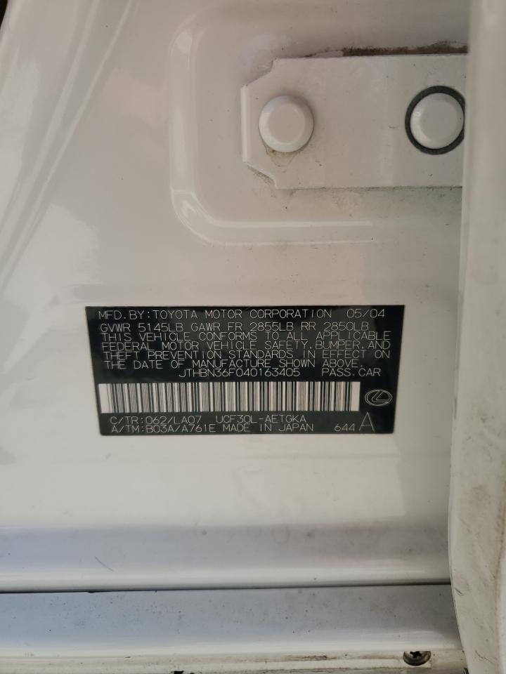 2004 Lexus Ls 430 VIN: JTHBN36F040163405 Lot: 80779525