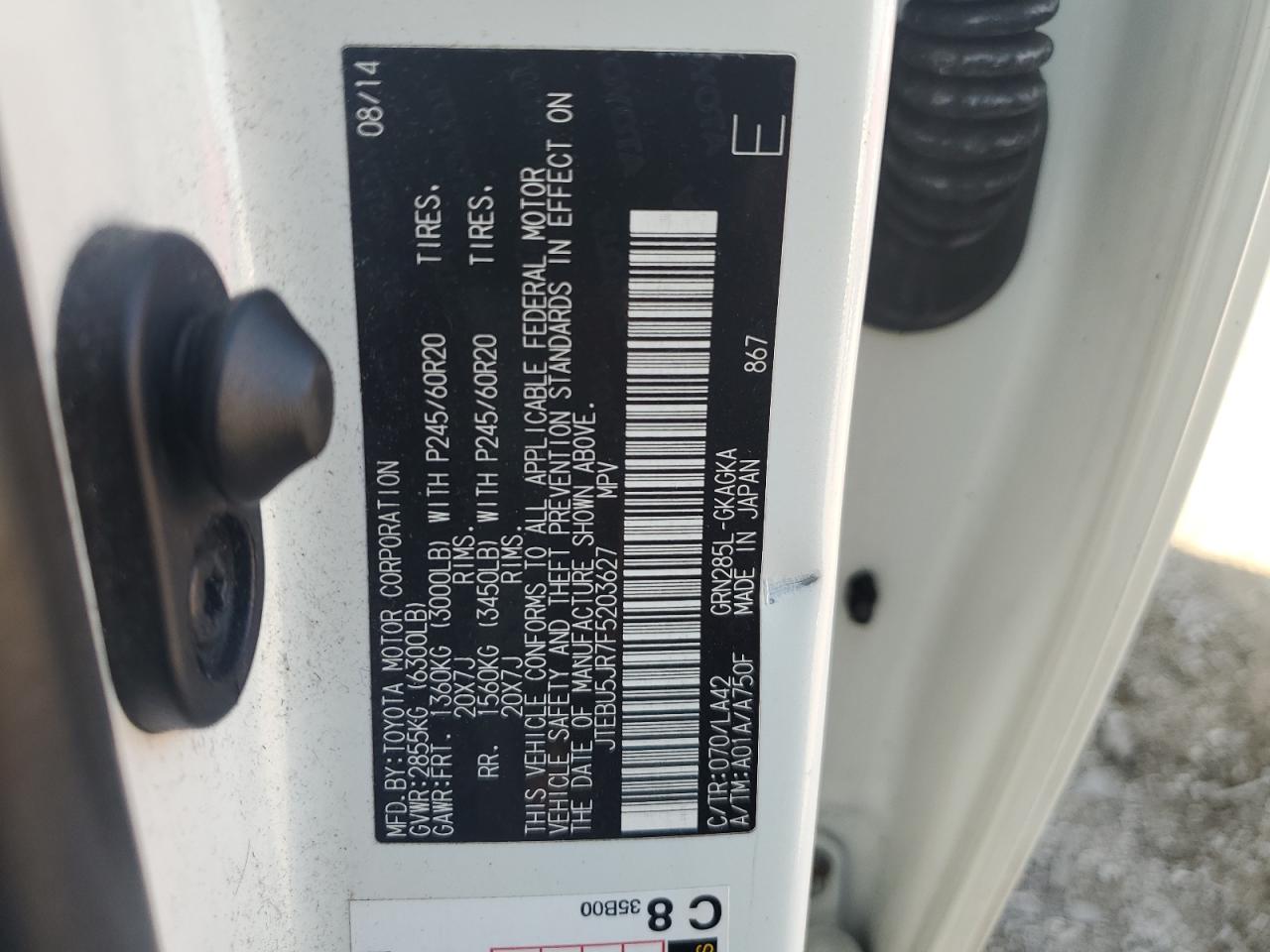 2015 Toyota 4Runner Sr5/Sr5 Premium VIN: JTEBU5JR7F5203627 Lot: 81193295