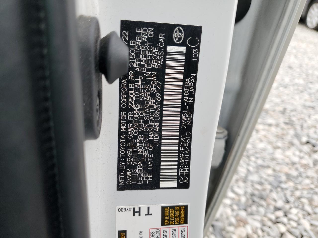 2022 Toyota Prius Night Shade VIN: JTDKAMFUXN3169147 Lot: 81606755