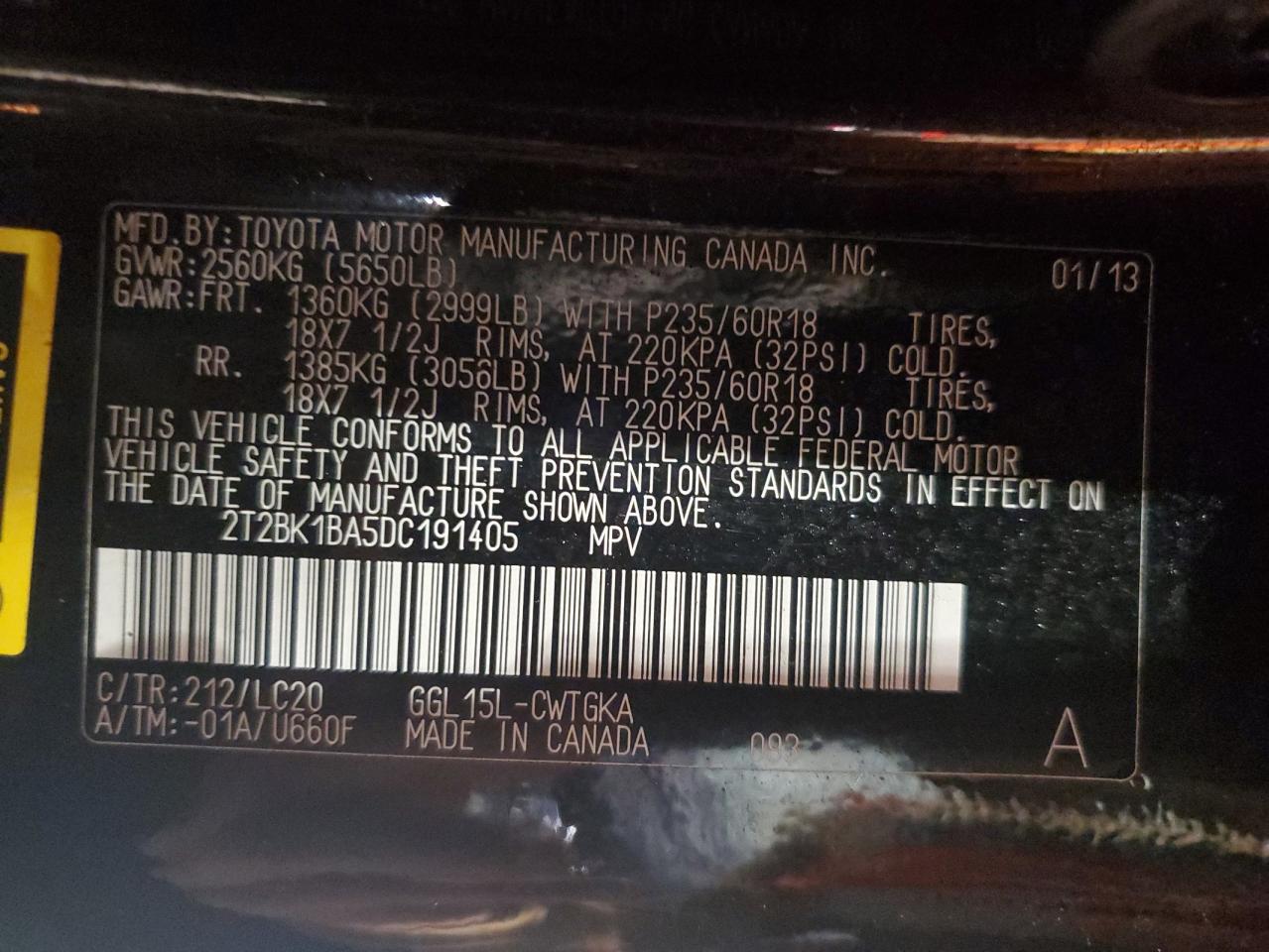 2013 Lexus Rx 350 Base VIN: 2T2BK1BA5DC191405 Lot: 83802905