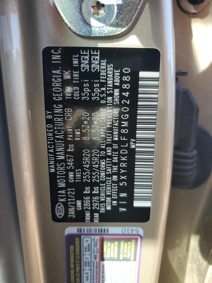 2021 Kia Sorento Sx VIN: 5XYRKDLF8MG024880 Lot: 83785695