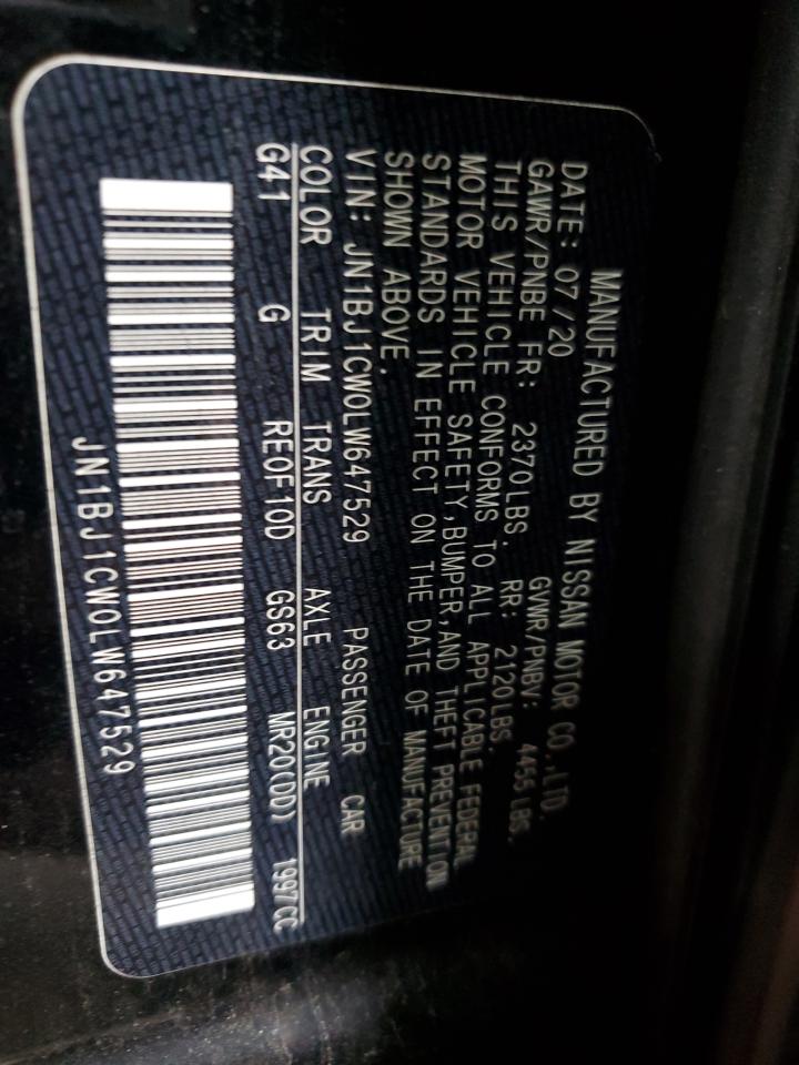 2020 Nissan Rogue Sport S VIN: JN1BJ1CW0LW647529 Lot: 81403225