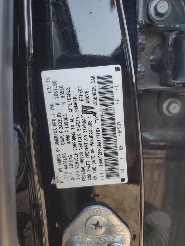 2010 Honda Accord Exl VIN: 1HGCP2F85AA177187 Lot: 80468325