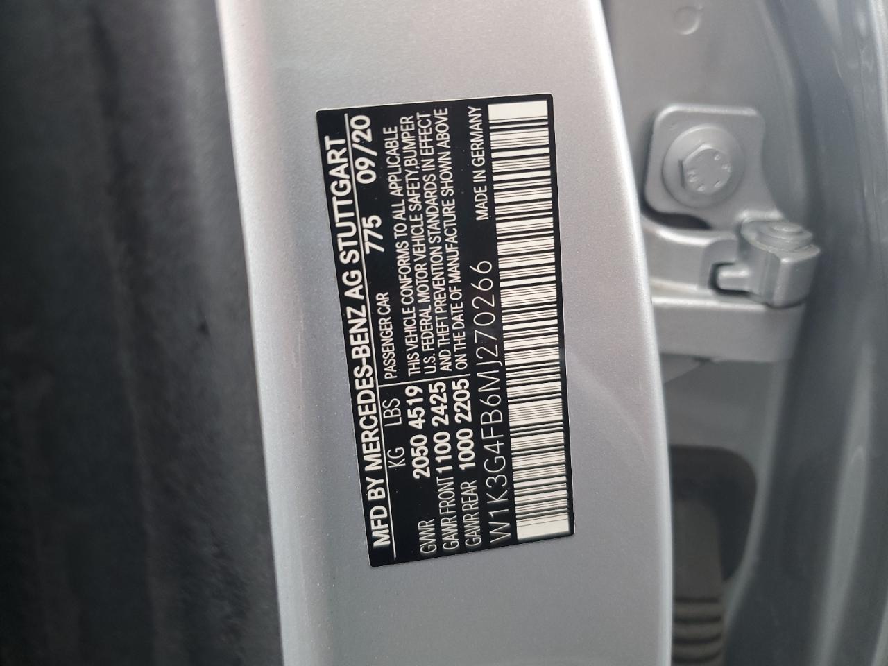 2021 Mercedes-Benz A 220 4Matic VIN: W1K3G4FB6MJ270266 Lot: 82033515