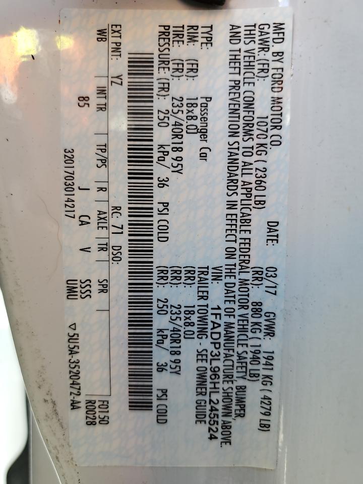 2017 Ford Focus St VIN: 1FADP3L96HL245524 Lot: 71482815