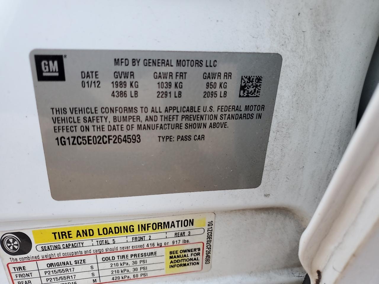 2012 Chevrolet Malibu 1Lt VIN: 1G1ZC5E02CF264593 Lot: 71795025