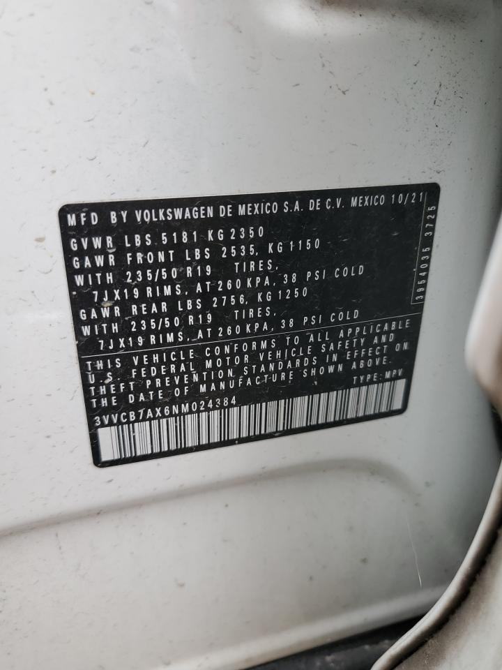 2022 Volkswagen Tiguan Se R-Line Black VIN: 3VVCB7AX6NM024384 Lot: 81812915