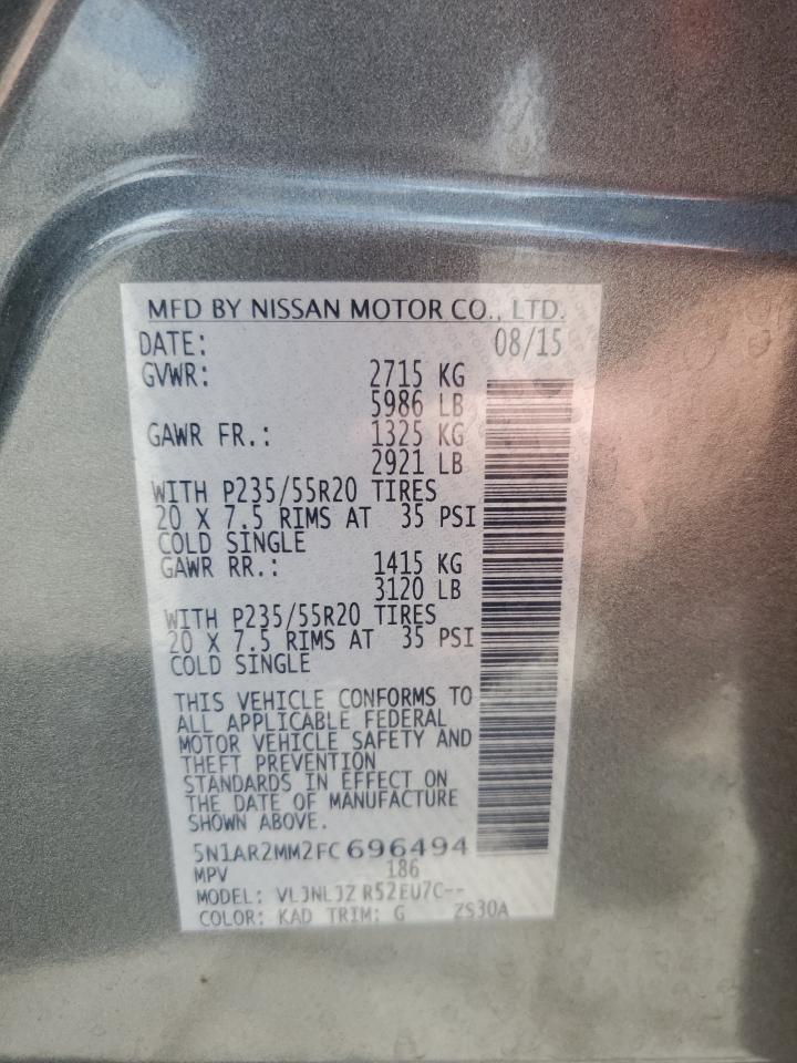 2015 Nissan Pathfinder S VIN: 5N1AR2MM2FC696494 Lot: 84208785