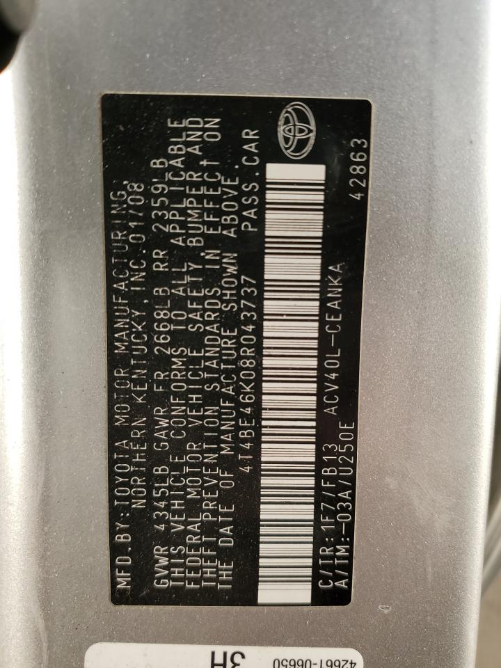 2008 Toyota Camry Ce VIN: 4T4BE46K08R043737 Lot: 81233405